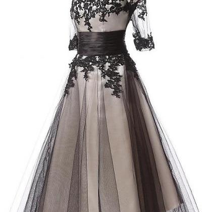 Charming Tea Length Prom Dresses Lace Applique..