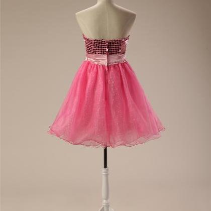 Sparkly Pink Strapless Short Homecoming..