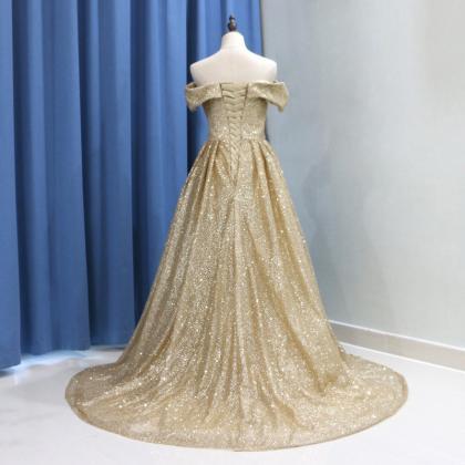 Fashion Dubai Arabic Prom Dresses Gold Bling..