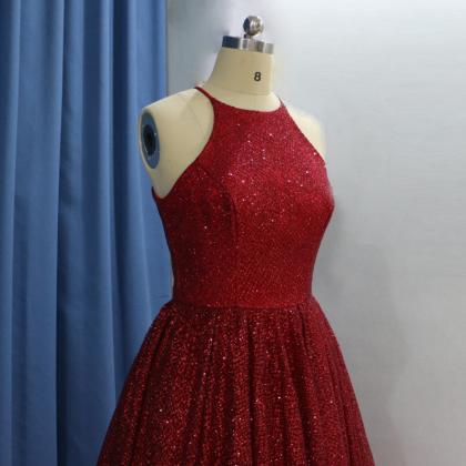 Luxury Red Evening Gown Sequin Ball Gown Prom..