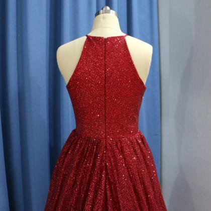 Luxury Red Evening Gown Sequin Ball Gown Prom..