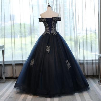 Elegant Long Navy Blue Prom Dresses..