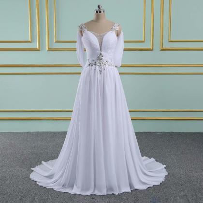 2019 Elegant Wedding Dresses V Neck..