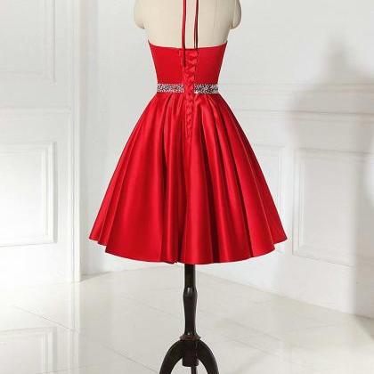 Sexy Red Short Homecoming Dress Halter Neck..