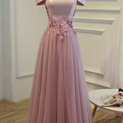 Long Blush Pink Formal Dresses Featuring Satin..