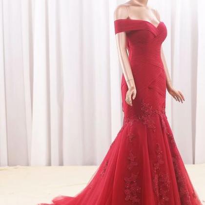 Charming Red Mermaid Prom Dresses, Prom Dress,prom..
