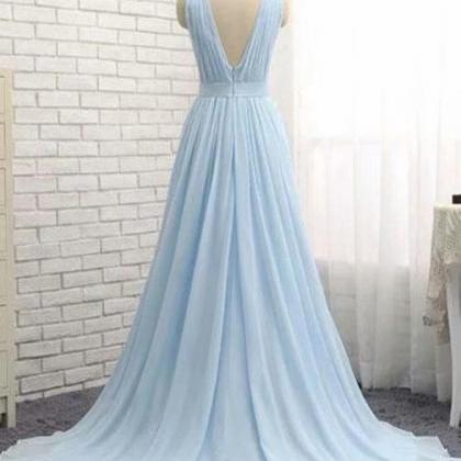 Light Blue Chiffon Prom Dresses, Prom Dress,prom..