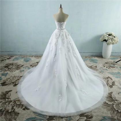 Wedding Dress, Lace Applique Wedding Dress,..