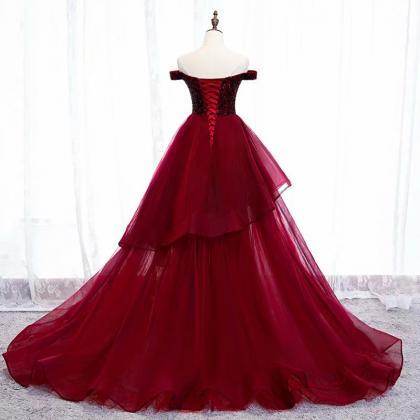 Charming Burgundy Prom Dresses Long 2019..