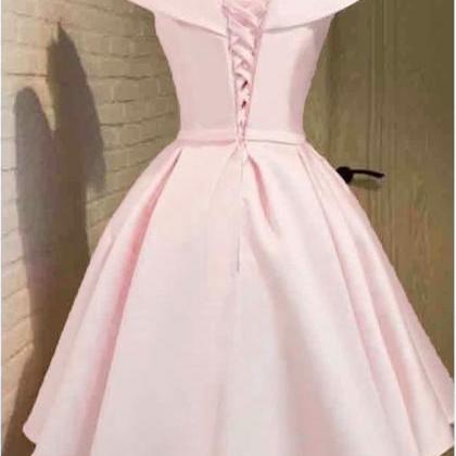 Real Photos Pink Satin Prom Dresses 2019 V Neck..