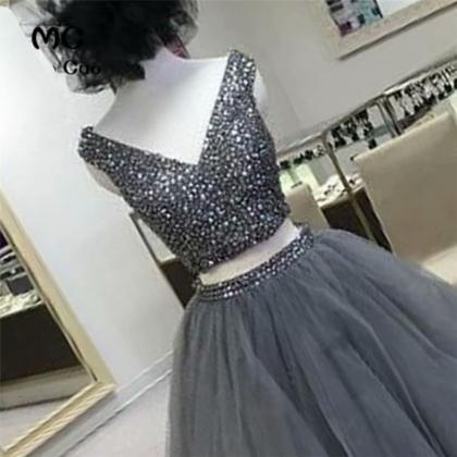 Ball Gown Evening Dresses 2019 V-neck Sleeveless..