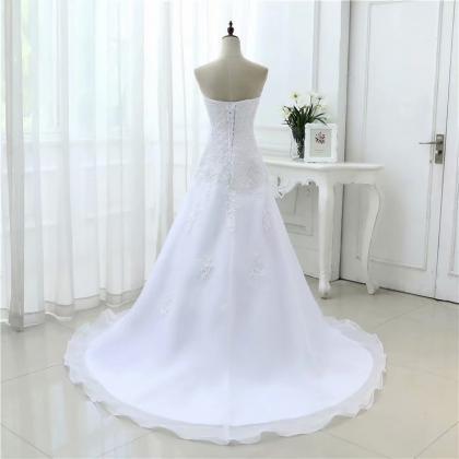 Long Wedding Dress, 2019 White Ivory Wedding..