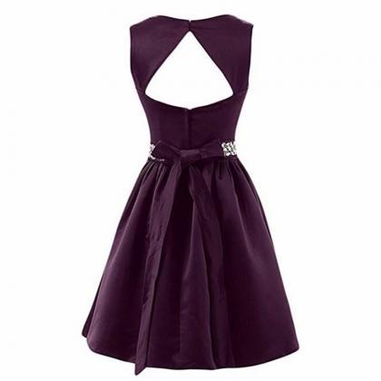 A Line Homecoming Dress Purple Prom Dresses V Neck..