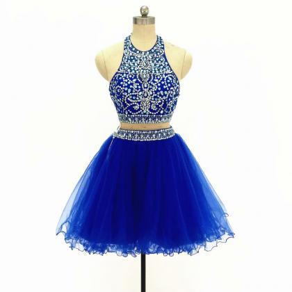 A Line Homecoming Dresses 2 Piece Royal Blue Prom..