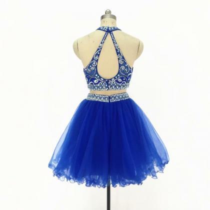 A Line Homecoming Dresses 2 Piece Royal Blue Prom..
