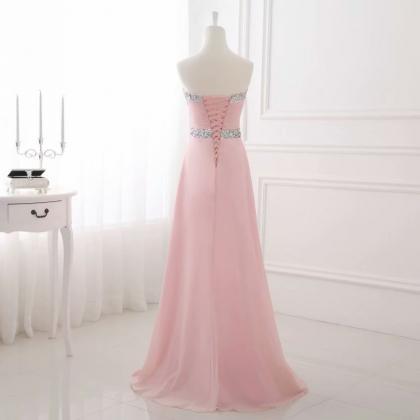 A Line Chiffon Prom Dresses Pink Chiffon Keyhole..