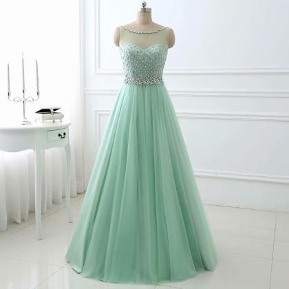 Sage Green Prom Dress ,long Prom Dresses, A Line..