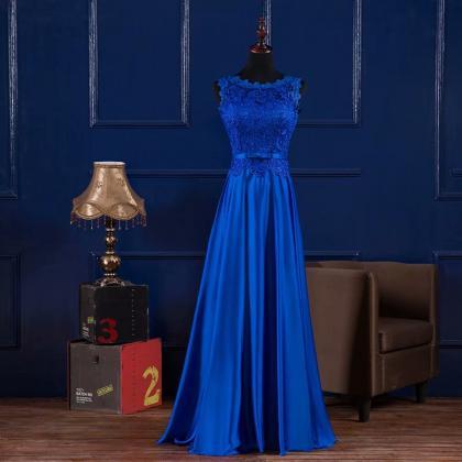 Royal Blue Evening Dresses 2019 Lace Wedding Party..