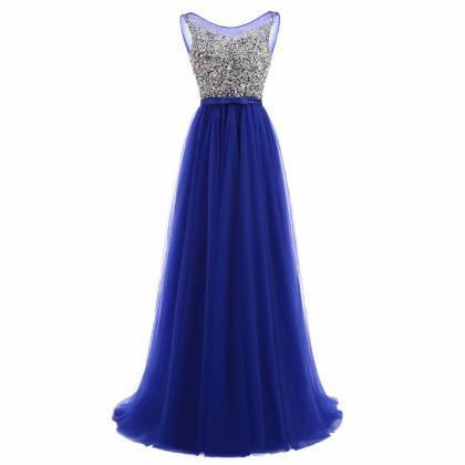 Royal Blue Prom Dresses 2019 Tulle Wedding Party..