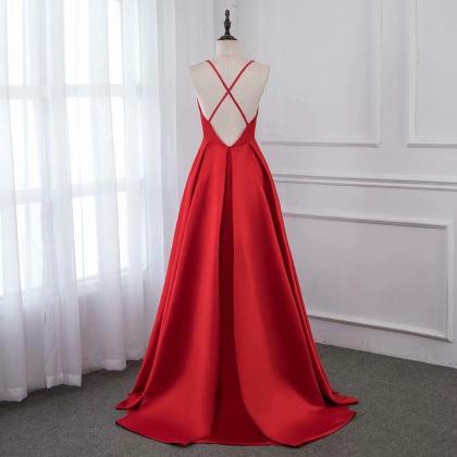 2019 Red Evening Dress V Neck Pagea..