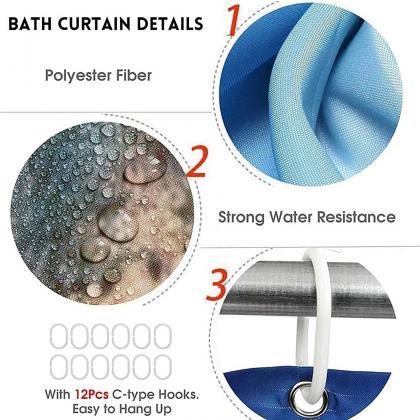 4pcs Luxury Marble Shower Curtain Sets, Bathroom..