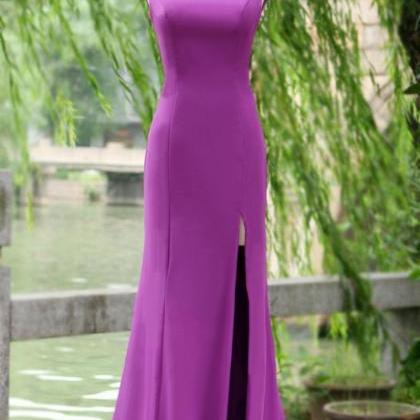 Luxury Purple Prom Dresses,side Split Prom..