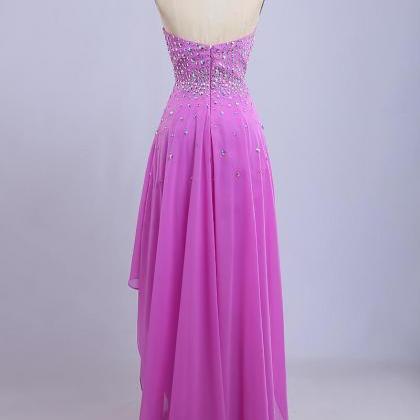 Lilac Prom Dresses,high Low Prom Dresses,crystal..