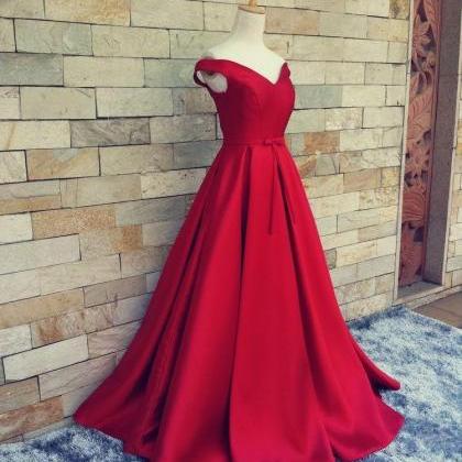 2019 Satin Prom Dresses,red Prom Dresses,off..