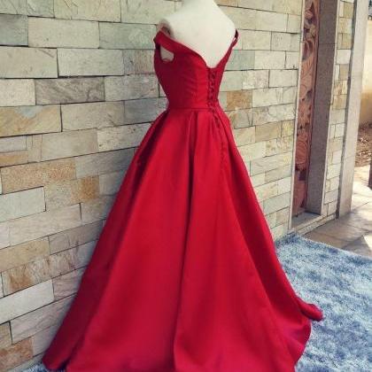 2019 Satin Prom Dresses,red Prom Dresses,off..