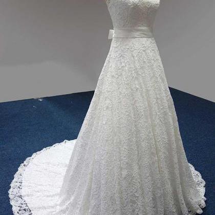 Sleeveless Lace A-line Wedding Dress, Bridal Gown
