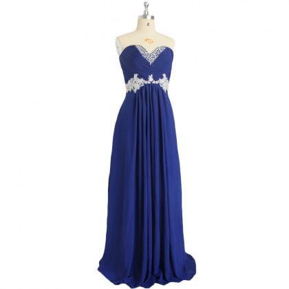 2019 Blue Prom Dresses,long Strapless Prom..