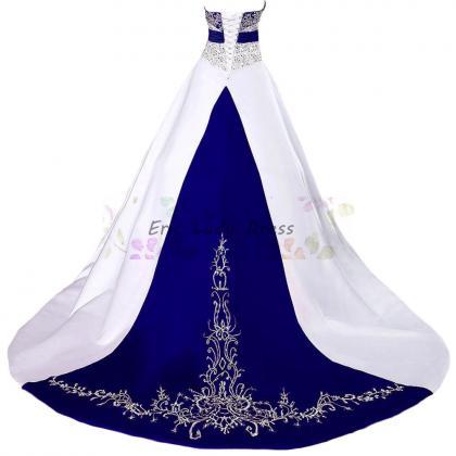 2022 Wedding Dresses,white And Blue Wedding..
