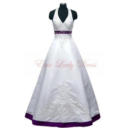 2015 Wedding Dresses,halter White And Purple..