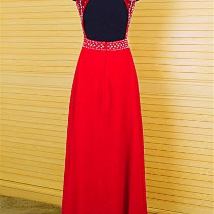2016 Red Long Elegant Backless Prom Dress Real..