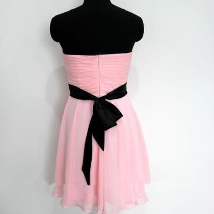 Sexy Short Sweetheart Pink Chiffon Prom Dress ,..