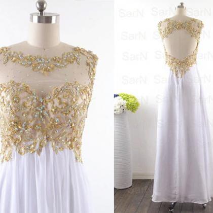 Open Back White Bridesmaid Dress,floor Length A..