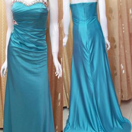 Strapless Blue Bridesmaid Dress,floor Length..