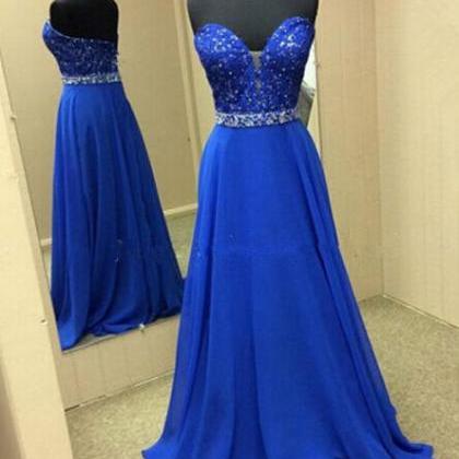 Prom Dress,royal Blue Prom Dress,long Beaded..