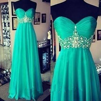 Prom Dress,green Prom Dress,luxury Crystal Chiffon..