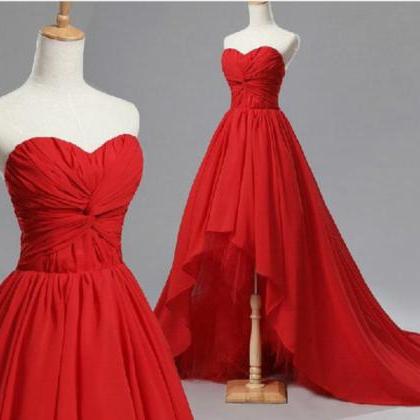 Prom Dress,red Prom Dress,high Low Chiffon Prom..