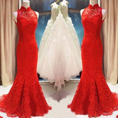 Prom Dress,red Prom Dress,mermaid Lace Prom..