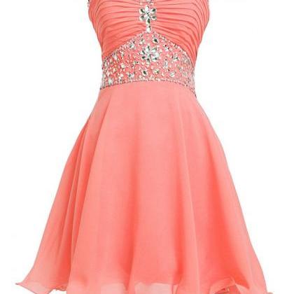 Short Prom Dress, Short Prom Gowns,coral Short..