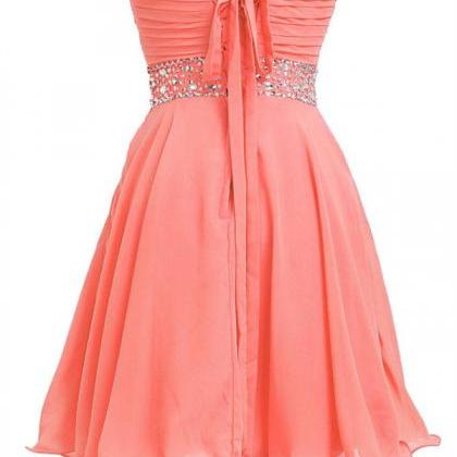 Short Prom Dress, Short Prom Gowns,coral Short..