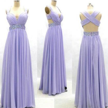 2016 Lavender Chiffon Long Evening Dresses Sexy..