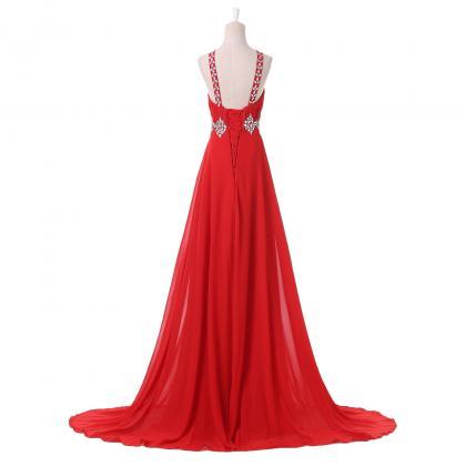 Prom Dresses,red Prom Dresses,chiffon Prom..