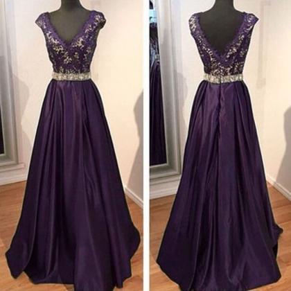 Prom Dresses,dark Purple Prom Dresses,satin Prom..