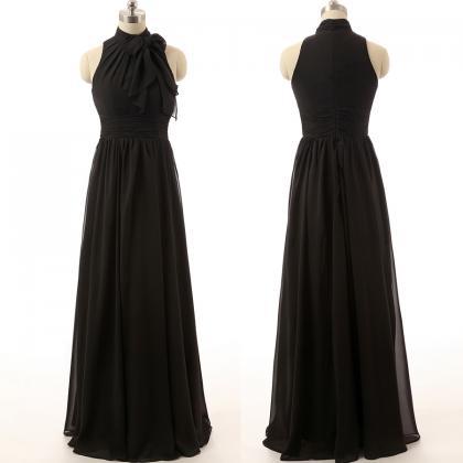 Prom Dress,halter Chiffon Prom Dress,black Prom..