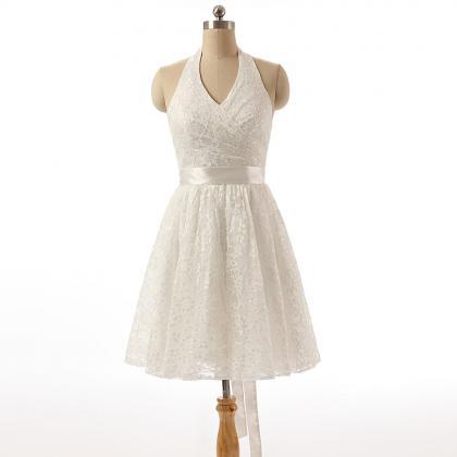 Prom Dress,halter Prom Dress,white Lace Prom..