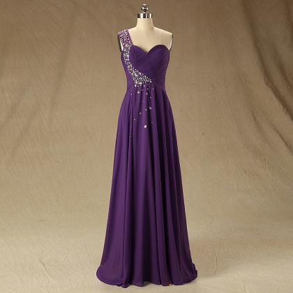 Prom Dress,one Shoulder Prom Dress,purple Prom..