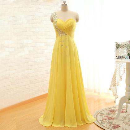 Prom Dress,one Shoulder Prom Dress,yellow Prom..